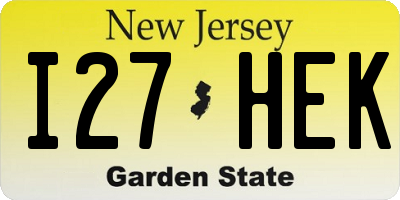 NJ license plate I27HEK