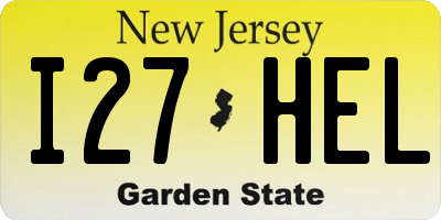 NJ license plate I27HEL