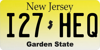 NJ license plate I27HEQ