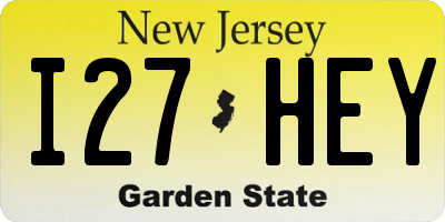 NJ license plate I27HEY