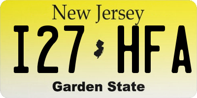 NJ license plate I27HFA