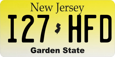 NJ license plate I27HFD