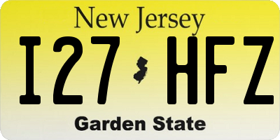 NJ license plate I27HFZ