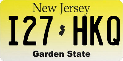 NJ license plate I27HKQ
