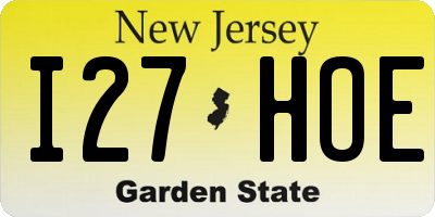NJ license plate I27HOE