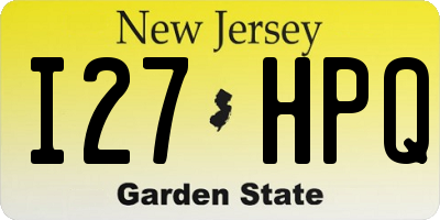 NJ license plate I27HPQ