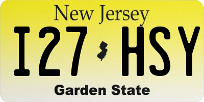 NJ license plate I27HSY