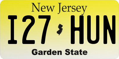 NJ license plate I27HUN