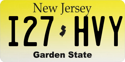 NJ license plate I27HVY