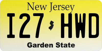 NJ license plate I27HWD