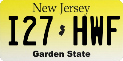 NJ license plate I27HWF