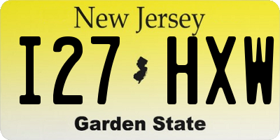 NJ license plate I27HXW