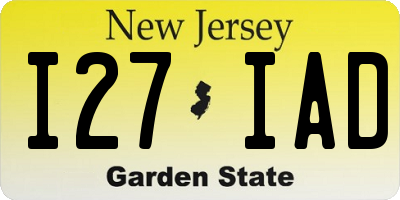 NJ license plate I27IAD