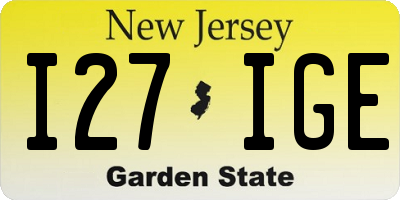 NJ license plate I27IGE