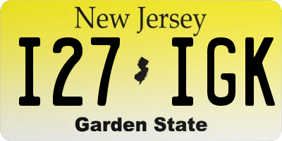 NJ license plate I27IGK