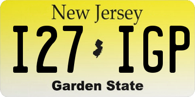 NJ license plate I27IGP