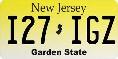 NJ license plate I27IGZ