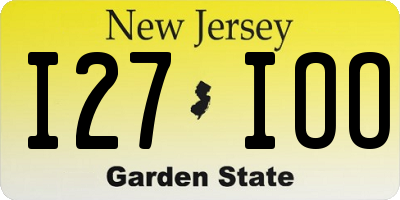 NJ license plate I27IOO