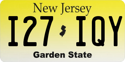 NJ license plate I27IQY