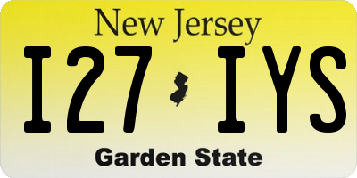 NJ license plate I27IYS