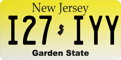 NJ license plate I27IYY