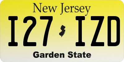 NJ license plate I27IZD