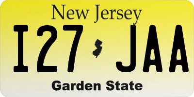 NJ license plate I27JAA