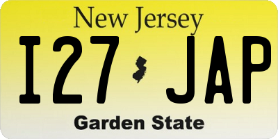 NJ license plate I27JAP