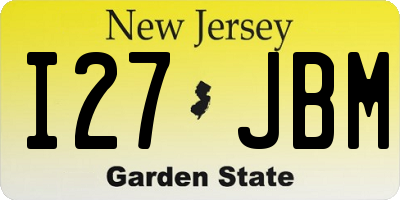 NJ license plate I27JBM