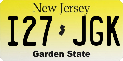 NJ license plate I27JGK