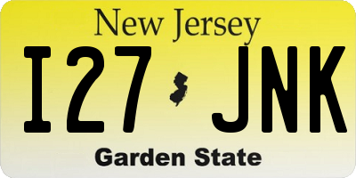 NJ license plate I27JNK