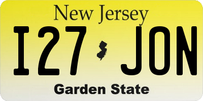 NJ license plate I27JON