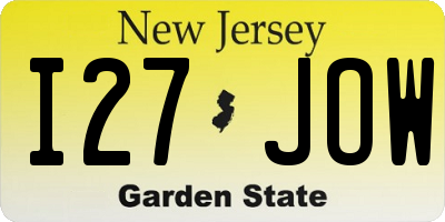 NJ license plate I27JOW