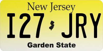 NJ license plate I27JRY