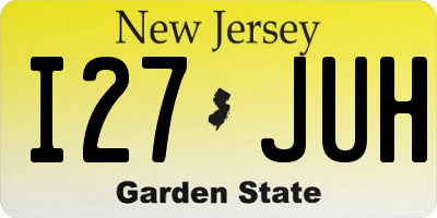 NJ license plate I27JUH