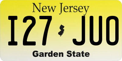 NJ license plate I27JUO