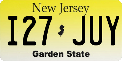 NJ license plate I27JUY
