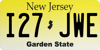 NJ license plate I27JWE