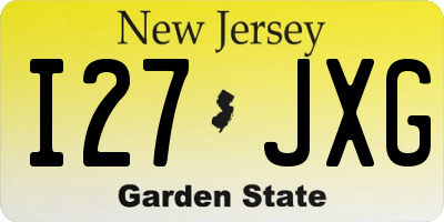NJ license plate I27JXG