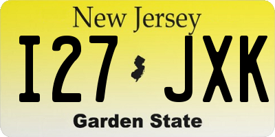 NJ license plate I27JXK