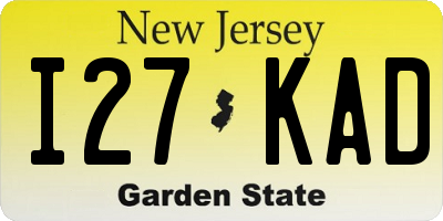 NJ license plate I27KAD