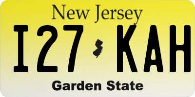 NJ license plate I27KAH