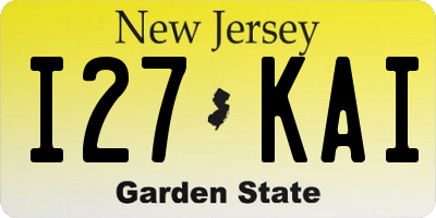 NJ license plate I27KAI