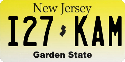 NJ license plate I27KAM