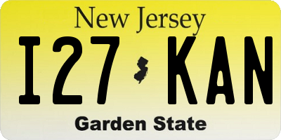 NJ license plate I27KAN