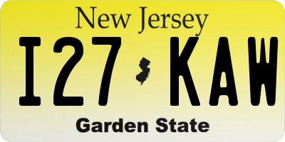 NJ license plate I27KAW