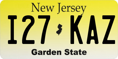 NJ license plate I27KAZ