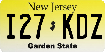 NJ license plate I27KDZ
