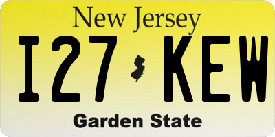 NJ license plate I27KEW