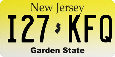 NJ license plate I27KFQ